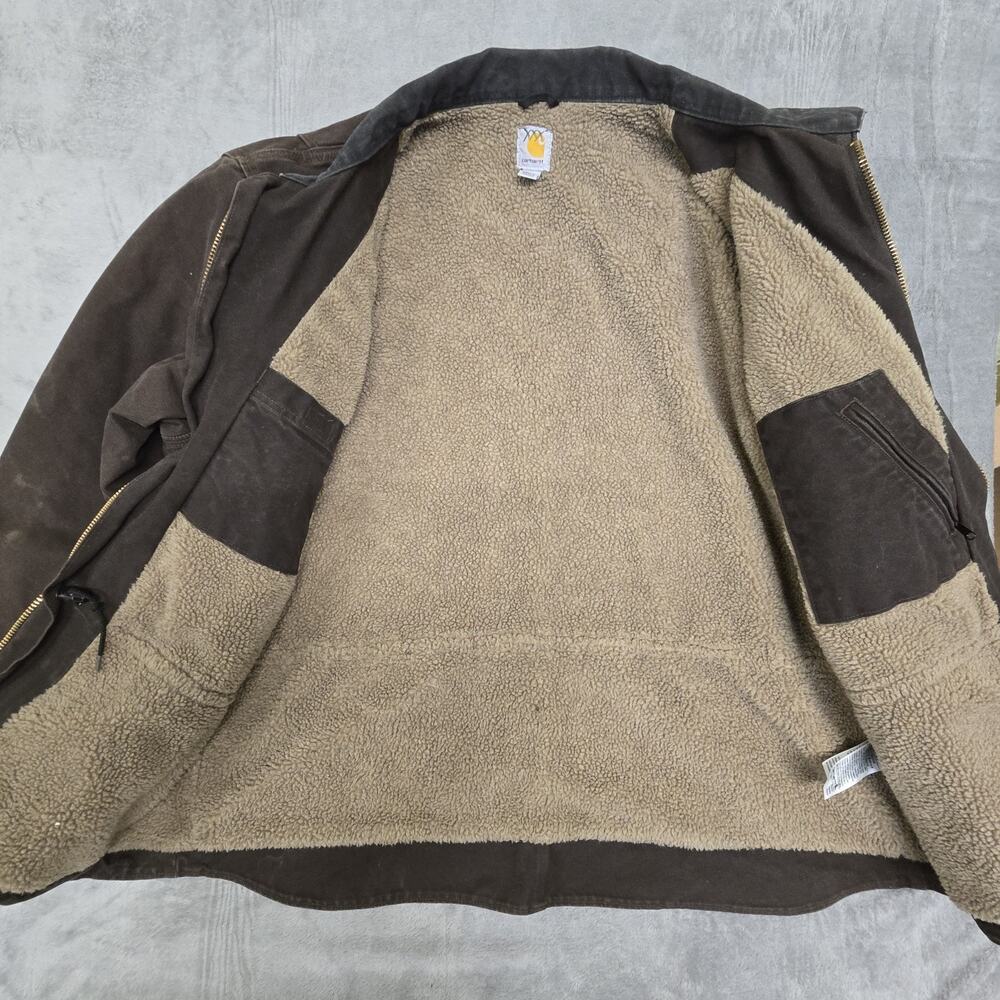 Carhartt Dark Brown C61 Sandstone Ridge Jacket Size 2XL Sherpa Lined Workwear - Picture 13 of 14